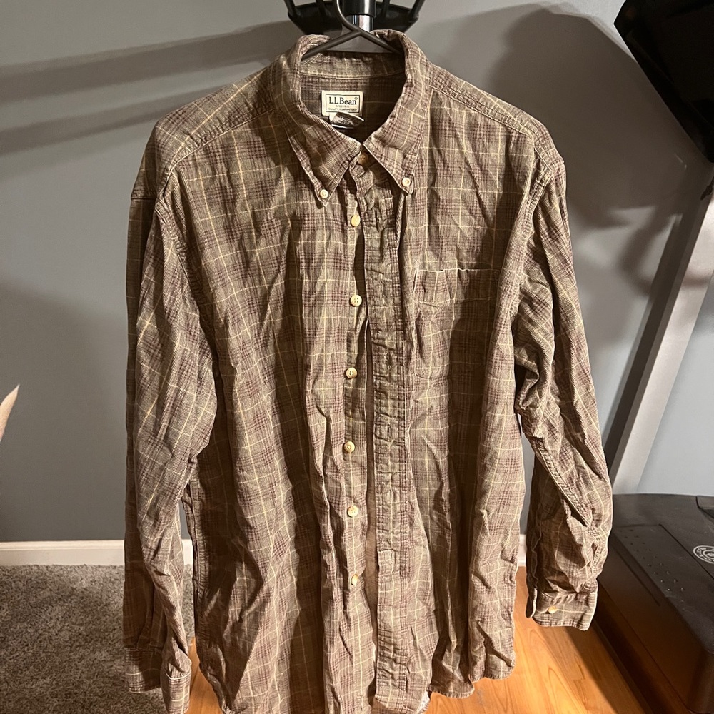 L.L. Bean green and brown flannel